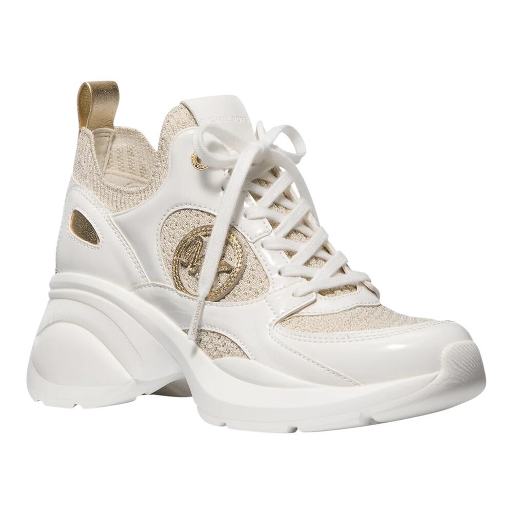 Michael Kors Women's Zuma Knit Trainer Sneakers Pale Gold Size 9